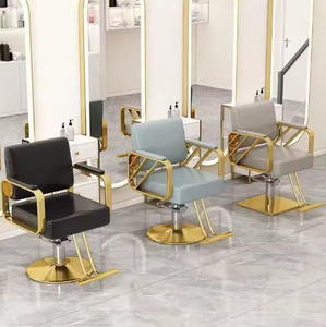 Wholesale Cheap Swivel Modern Men's Hair Salon Barber <b>Chairs</b> Gold Base Adjustable <b>Brown</b> Barber <b>Chair</b> - Product Image 2
