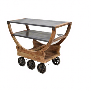 Carros de madera Estantería Carros de utilidad Organizador Carrito de almacenamiento Carrito rodante de cocina Uso en restaurante Carrito de comida antiguo - Product Image 1