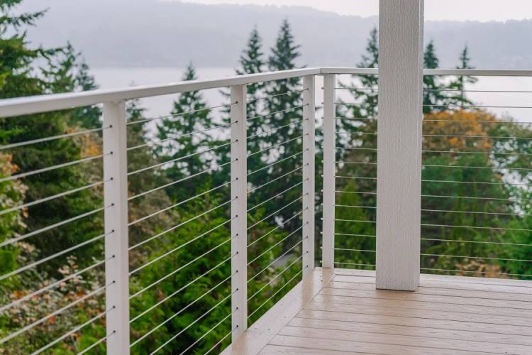 Decorative White Column Stainless Steel Cable Railing System ...