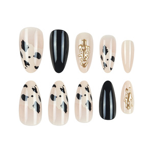 Venta al por mayor 3D Gold Cow Pattern Press-on <span class=keywords><strong>uñas</strong></span> postizas Material ABS puntas <span class=keywords><strong>de</strong></span> <span class=keywords><strong>uñas</strong></span> portátiles para los dedos - Product Image 3