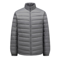 Blouson matelassé décontracté pour homme en duvet de canard blanc respirant, à manches longues, avec fermeture éclair, en toile, grande taille