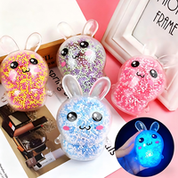 Balle à presser en TPR en forme de lapin lumineux, jouet anti-stress mignon, jouet sensoriel anti-anxiété pour enfants