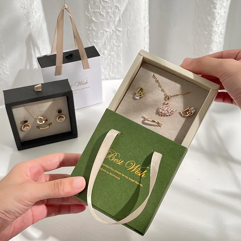 Cajas de anillo de alta gama para joyería, estuche de embalaje para pendientes, caja con logotipo personalizado de esponja, color verde Menta, Rosa, envío de lujo