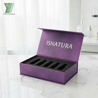 Boîte d'emballage cosmétique de luxe en carton rigide recyclable sur mesure avec plateau intérieur en EVA, pelliculage mat et fermeture magnétique pour flacons