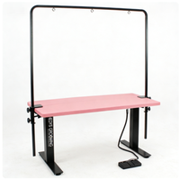 HEDYS GROOMING Table de toilettage pour animaux de compagnie réglable en hauteur, avec support de laisse, surface antidérapante, kit en acier et contreplaqué, pour chiens, 43,43 kg, KR