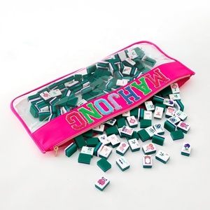 21 x 9 Zoll wasserdichte PVC-Mahjong-Aufbewahrungstasche, Nylon-Flachreißverschluss-Mahjong-Tasche, bestickte Mahjong-Steine-Aufbewahrungstaschen - Product Image 1