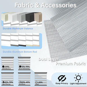 Tende a Rullo Zebra Senza Fili (Versione <span class=keywords><strong>Pro</strong></span>) a Doppio Strato, Controllo Luce, in Poliestere, Oscuranti, con Copertura in Alluminio, Blocco Libero - Product Image 2