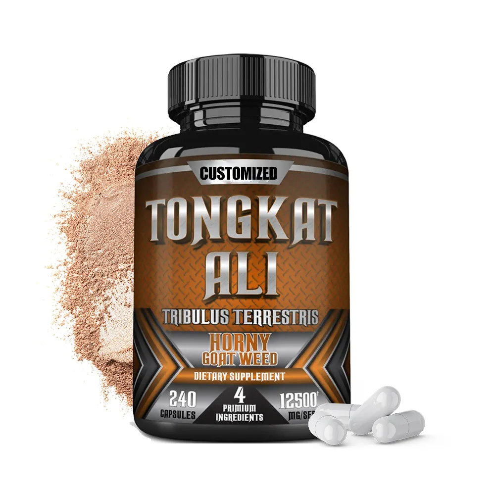 Private Label Tongkat Ali Extract 300:1 Enhanced with Horny Goat High Quality Tongkat Ali Capsules