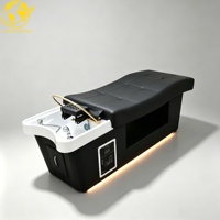 Nouveau lit de lavage multifonctionnel à LED avec revêtement en cuir PU et structure en fibre de verre, durable et réglable pour usage commercial en salon