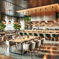 Ensemble de table ronde noire et de chaises en cuir Ron Group Luxury Commercial Hotel Restaurant Furniture pour café