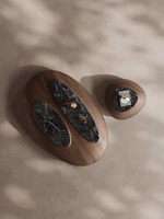 Set Meja Kopi Kayu Walnut Oval Batu Kerikil Tahan Lama Warna Kustom Ruang Tamu Mewah Desain Minimalis Modern
