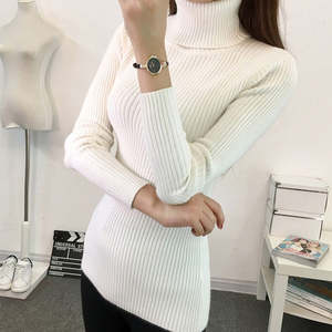 在庫卸売工場冬春レディースカジュアルニットトップ厚手ソフトタートルネックハイネックプルオーバーセーター女性用 - Product Image 2