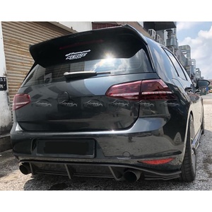 Revozport Style Rear <b>Diffuser</b> Carbon Fiber Rear Bumper Lip for Volkswagen MK7 Golf 7 GTI Rear Splitter - Product Image 1