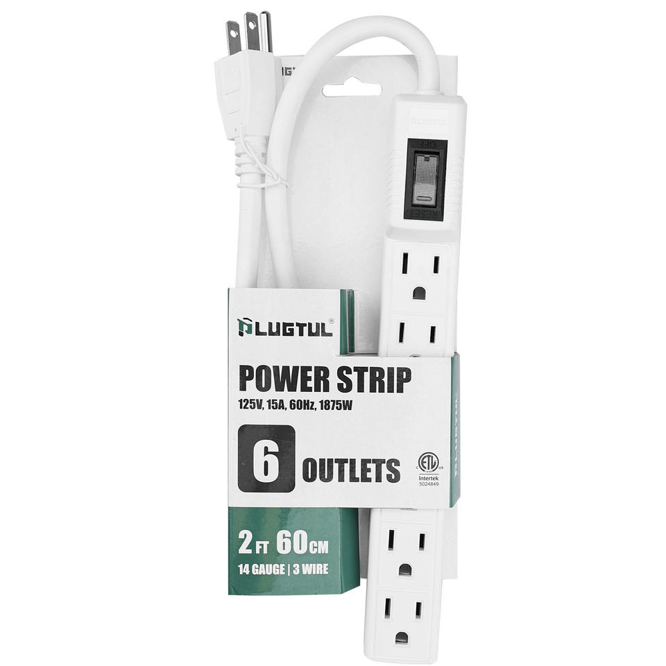 3-Prong Grounded Outlet with Surge Protector, 6 Outlets Power Strip ...