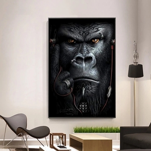 Abstrait fumer <span class=keywords><strong>singes</strong></span> et gorilles toile peinture affiches et impressions Animal mur Art salon décor à la maison - Product Image 4