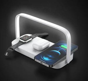 Vente en gros 15W support de <span class=keywords><strong>chargeur</strong></span> <span class=keywords><strong>sans</strong></span> <span class=keywords><strong>fil</strong></span> 3-en-1 LED lampe de bureau veilleuse pour iPhone chevet bureau à domicile 3-en-1 <span class=keywords><strong>chargeur</strong></span> électrique Pad - Product Image 2