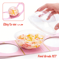 Boîtes d'emballage en plastique pour gâteaux jetables en PET, forme de boule, pour mousse, avec poignée portable en carton