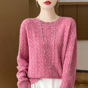 Suéter de Punto con Cuello Redondo y Manga Larga para <span class=keywords><strong>Mujer</strong></span>, Estilo Coreano, 100% <span class=keywords><strong>Lana</strong></span>, Otoño Invierno, Nuevo, en Oferta - Product Image 2