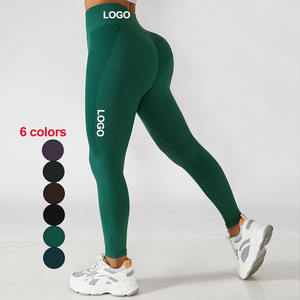 2022 cintura alta Spandex Nylon longitud completa transpirable secado rápido cintura elástica melocotón entrenamiento Leggings para gimnasio Yoga correr - Product Image 1