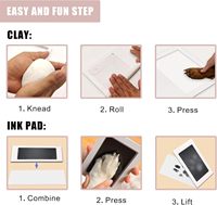 Kit de trace de patte écologique fait main pour chiens et chats, cadre photo en bois, cadeau commémoratif pour animaux de compagnie avec tampon encreur en argile