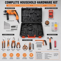 Set Perkakas Bor Impak Listrik Berkabel Multimeter Tang Palu Kunci Obeng Mata Bor Peralatan Perbaikan Rumah Tangga