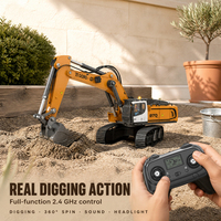 AiJH Mini Excavatrice RC 1:50, Véhicule d'Ingénierie en Alliage, Modèle Électrique de Simulation, Chariot à Chenilles Métalliques, Lumières et Sons, Jouet Excavatrice RC