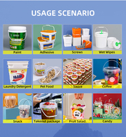 Harga Pabrik Grosir Ember Plastik Bulat PP Berkualitas Tinggi untuk Makanan, dengan Tutup dan Pegangan, Kemasan Penyimpanan Air, Utime China