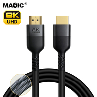 Câble HDMI 2.1 personnalisé de 1m, 2m, 3m, 5m, 48 Gbps, 8K 60Hz, 4K 120Hz, haute vitesse, en nylon tressé, plaqué or, pour téléviseur, moniteur, projecteur