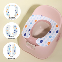 Autocollant Adhésif Éléphant Mignon pour Toilettes, Coussin de Siège de Toilettes Épais et Lavable en Éponge