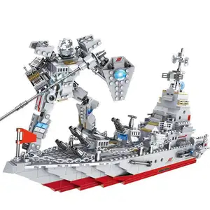 Puzzle-Kunststoff-Bausteine Sea Land und Air Special Police Warship Helicopter Assembled Building Block