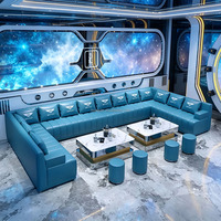 Modüler Kavisli Koyu Renk Modern KTV Eğlence Seti Kabin Koltuğu RGB LED Paslanmaz Çelik Sehpa Gece Kulübü Otel Mobilyası