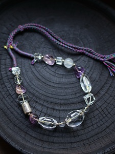 Collier tressé à la main en quartz naturel transparent et améthyste, accessoires en argent 925, ajustable, pour femme, avec plusieurs pierres, style ras-de-cou, vente en gros - Product Image 2