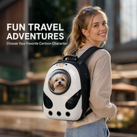 Nouveau design Sac à dos de transport pour animaux de compagnie, motif floral de dessin animé, avec fenêtre bulle capsule spatiale, coque rigide respirante, portable pour la randonnée et les voyages en extérieur