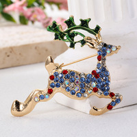 Nouvelle Broche en Alliage de Noël Européenne et Américaine Entièrement Pavée de Strass Motif Renne - Style Instagram Tendance Accessoire Unisexe