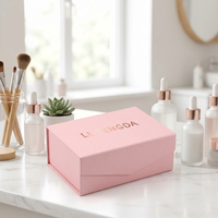 Caja de Joyería Magnética Plegable Rosa, Empaque de Regalo de Cartón Rígido para Collar, Pendientes y Anillo