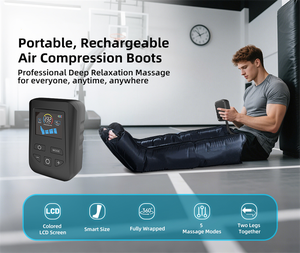 Bottes de massage électriques à 4 chambres pour la récupération des jambes, compression à air, sans fil, airbag, shiatsu, massage des jambes et des pieds - Product Image 1