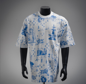 เสื้อยืดแขนสั้นคอกลมเข้ารูปสำหรับ25ss ผ้าเดนิมสไตล์ฮิปฮอปผ้าเดนิมปักลายดาวน้ำหนัก240กรัม - Product Image 5