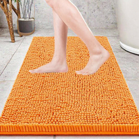 Bathroom Rugs Super Absorbent Thick Machine Washable Non-Slip Solid Pattern Orange Bath Mat