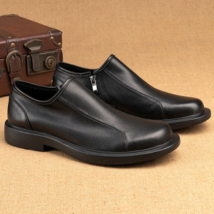 Leather <b>Shoes</b> Man 2025 Casual Stylish Breathable Soft Soles Soft Surface Round Tip Vintage Workwear Black <b>Shoes</b> Man - Product Image 4