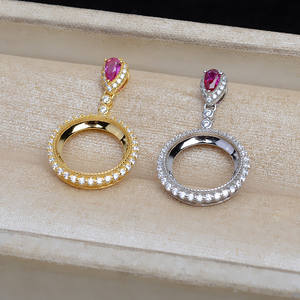 Pendentif tournesol en argent S925, perle de marbre de 13,7 mm, composants et trouvailles de bijoux DIY, plateau vide semi-fini JG531 - Product Image 2