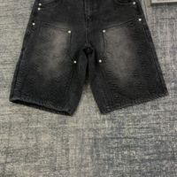 DENIMGUYS personnalisé gaufrage Logo hommes Vintage lavage charpentier Jorts mode gaufrage hommes travail demi-pantalon lâche Jorts