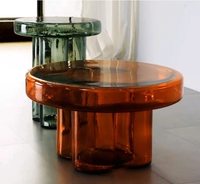 Table Basse Ronde en Verre Minimaliste de Luxe Nordique pour Salon, Combinaison de Tables Basses Modernes Simples et Créatives