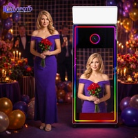 Photomaton miroir avec écran tactile LCD 65 pouces, compatible SLR, pour fêtes, avec impression en libre-service et cadre métallique