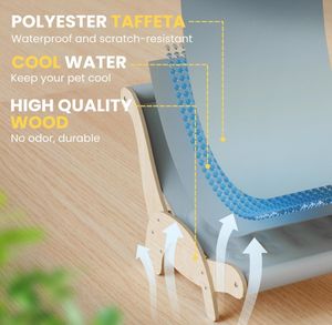 Hamaca de Bambú y Madera para Perros y Gatos, Alfombra Autorefrigerante, Diseño Elevado Desmontable, Funda Lavable Extraíble para Uso en Interiores/Exteriores - Product Image 2