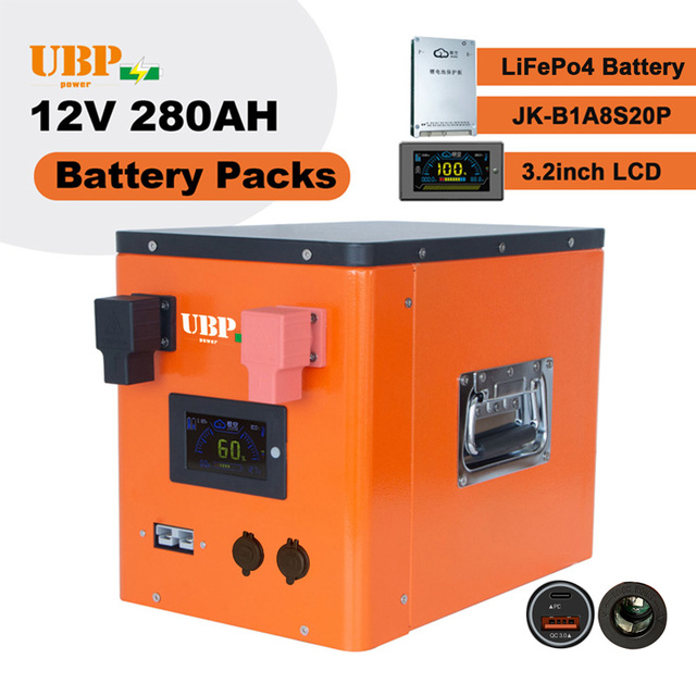 UBPPOWER Portable Power Station Solar Panel 3584Wh Backup Lithium Lifepo4 Battery Packs 12V 280Ah