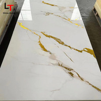 Panneau Mural PVC Haute Brillance LT 1220*2440*5mm Imperméable UV Effet Marbre, Revêtement Plastique Stratifié pour Décoration Intérieure de Maison