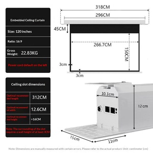 Pantalla de Techo Empotrada Oculta de 120 Pulgadas 16:9, Fibra de Vidrio Blanca, para Soluciones de Cine en Casa en Espacios Amplios, Pantallas para Proyector - Product Image 6