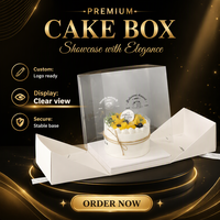 Boîte à gâteau en papier personnalisée avec fenêtre, boîte cadeau portable pour anniversaire, fête florale