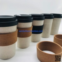 Tasse de voyage réutilisable en bambou naturel thé café, tasses classiques pour la maison tasse de voyage en fibre de bambou, tasse en paille de blé PP pour cadeau