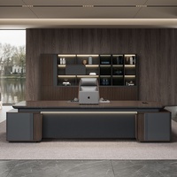 LBZ-150X Bureau et chaise de direction en L de luxe léger avec armoire latérale, style minimaliste moderne haut de gamme pour bureau